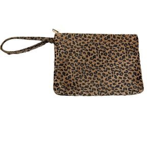 Leopard Faux Fur Wristlet Clutch